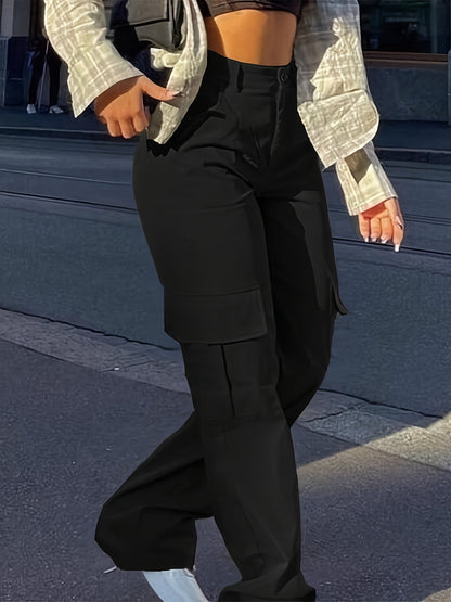 Damen Y2K Streetwear Cargo Hose mit weitem Bein – Modische High-Waist Hose für Freizeit und Alltag