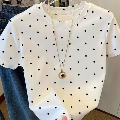 Women's Polka Dot T-Shirt in Elegant Style – Perfect for Everyday and Leisure