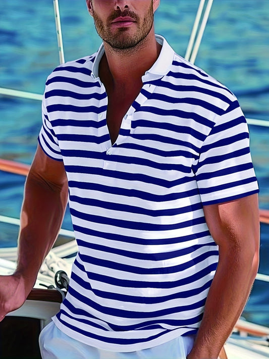 Men's Polo Shirt with Stripes – Maritime Casual Look for Summer and Leisure