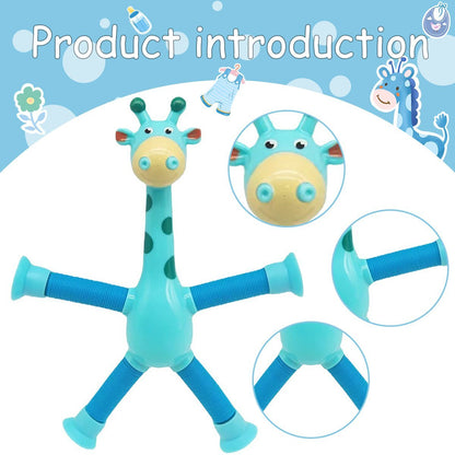 Children's Cartoon Telescopic Giraffe Fidget Toy with Suction Cup – Stress Relief & Sensory Fun