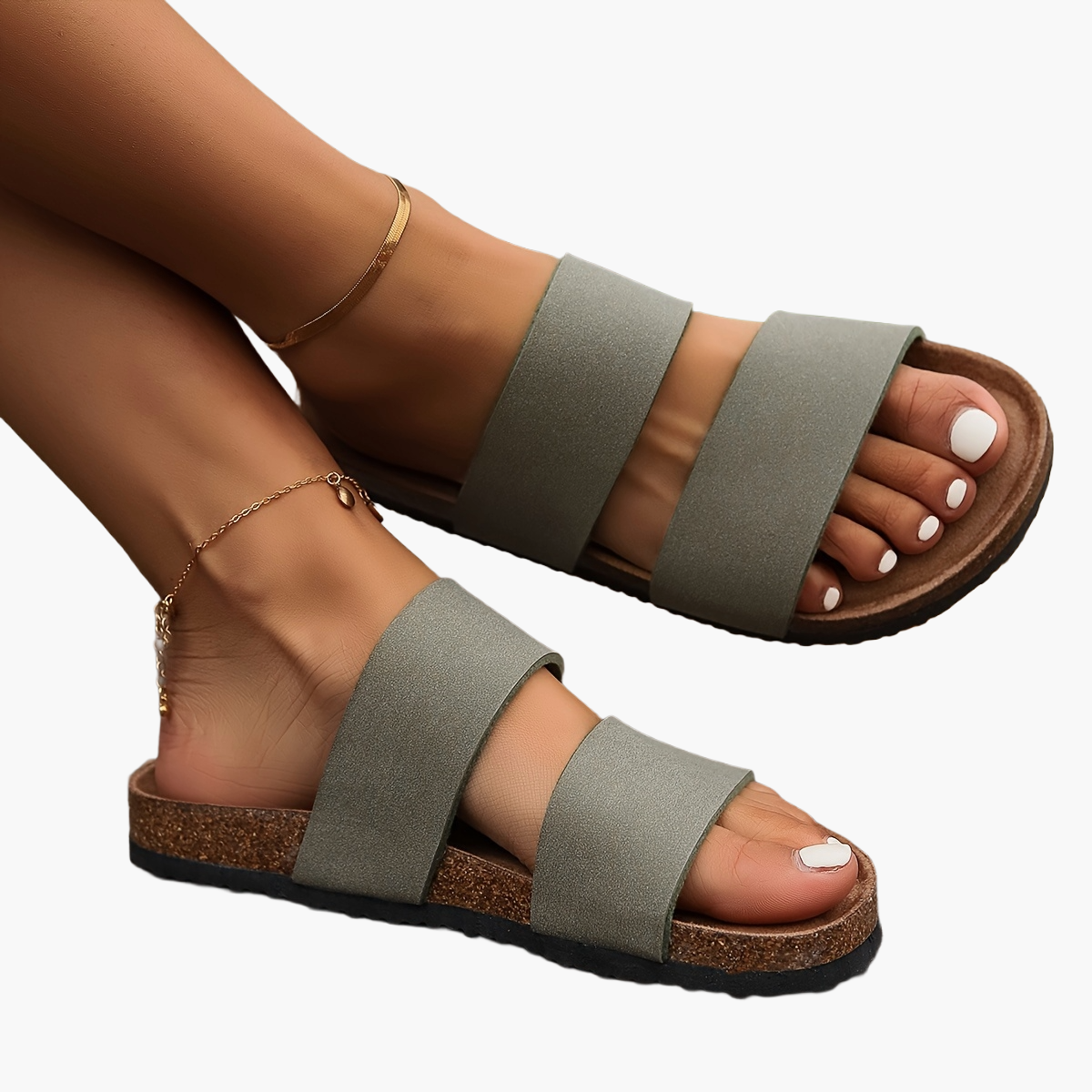 Women's Comfort Sandals with Double Straps – Fashionable Casual Shoes for Summer