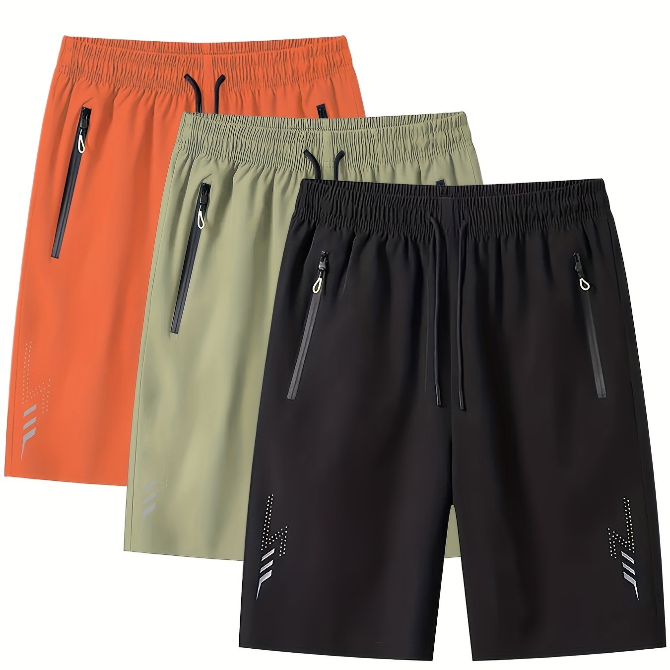 Men's sports shorts with zippered pockets for leisure and training