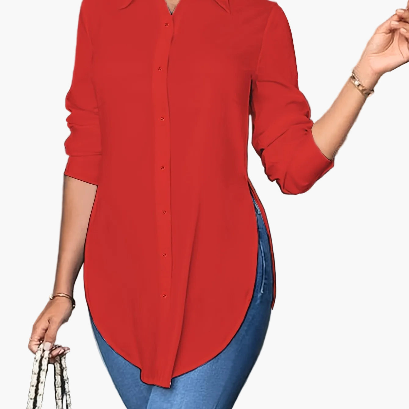 Women's Long-Sleeve Blouse Elegant Business Casual Shirt Tunic