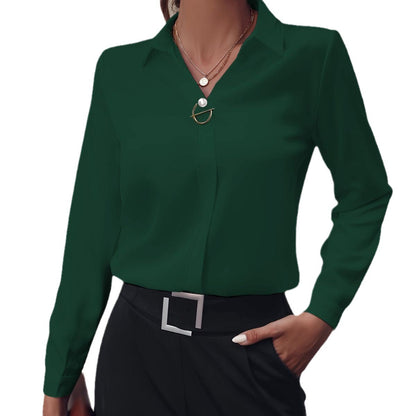 Damen Elegante Slim Fit Langarm Business Bluse – Stilvolle Büro- und Freizeitmode
