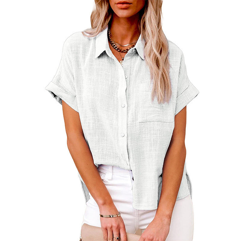 Katie – Fashionable casual short-sleeve shirt made of cotton with pockets