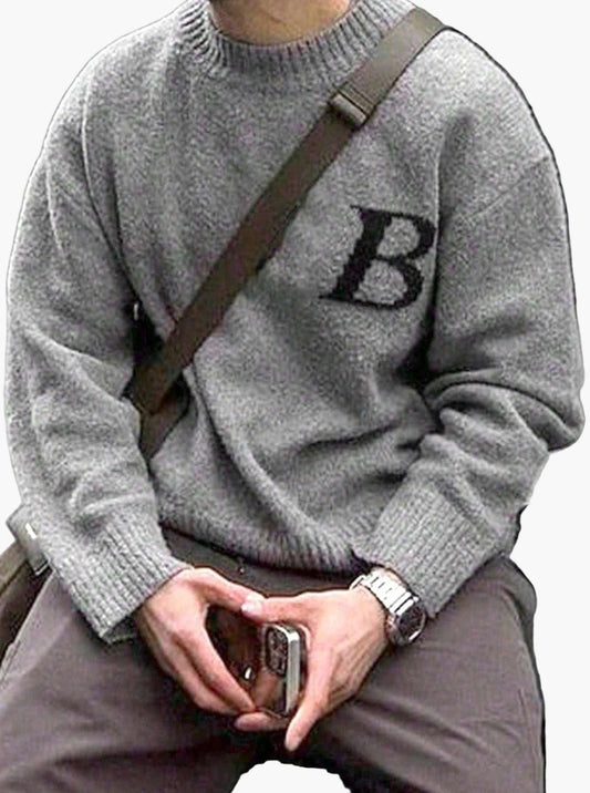 Herren Streetstyle Pullover mit Buchstabenmuster und lockerem Schnitt – Perfekt für Herbst und Winter
