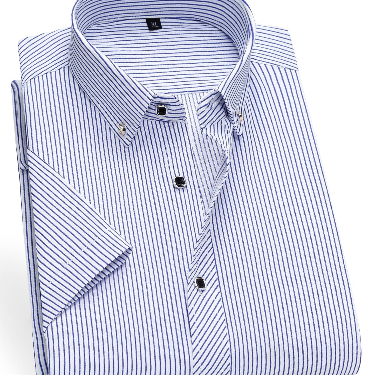 Men's Business Short-Sleeve Shirt with Pinstripes – Modern Design for Office and Leisure