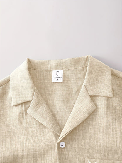 Men's Casual Suit Set – Short-Sleeve Shirt & Pants, Modern Summer Look for Everyday and Vacation