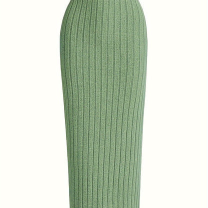 Women's Ribbed Knit Skirt – Elegant Maxi Skirt for Everyday and Office Wear
