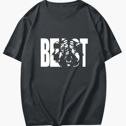 Men's T-Shirt with BEAST Print – Urban Streetwear Oversize, Short Sleeve