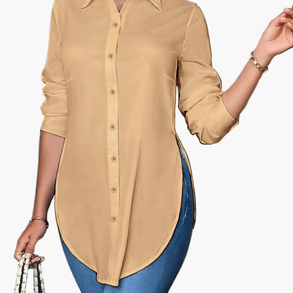 Women's Long-Sleeve Blouse Elegant Business Casual Shirt Tunic