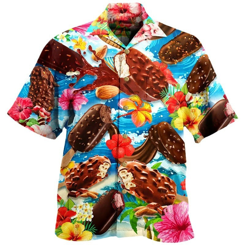 Men's Retro Ice Cream Hawaiian Shirt – Funny Summer Shirt with Vintage Ice Pop Design, Perfect for Vacation & Beach