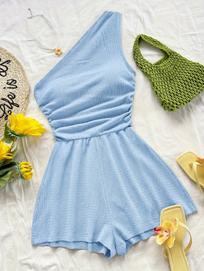 Women's One-Shoulder Asymmetric Summer Casual Jumpsuit