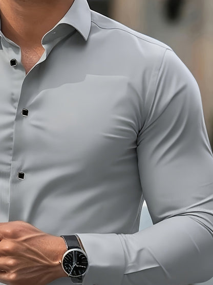 Men's Business Slim Fit Long Sleeve Shirt – Elegant Look for Office and Leisure
