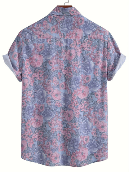 Men's Short-Sleeve Casual Shirt with Shell Motif – Modern Resort Shirt for Beach & Vacation