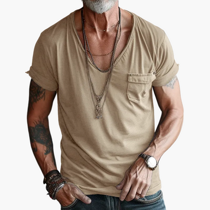 Men's V-neck Shirt with Chest Pocket – Modern Casual and Street Style Look