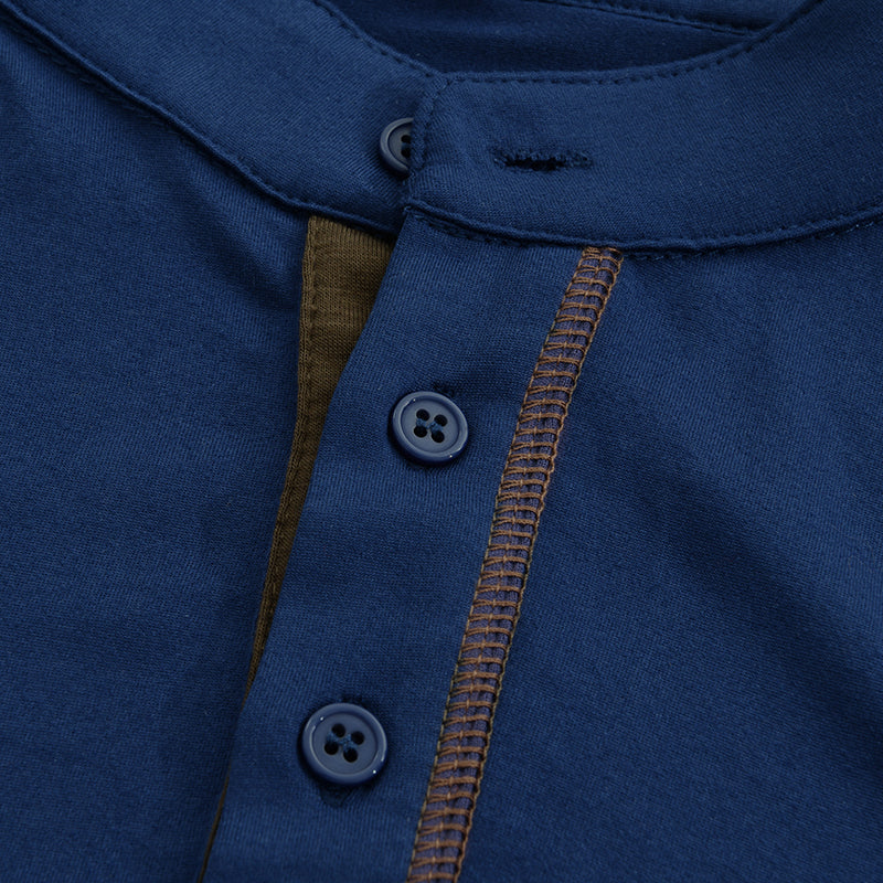 Men's Henley Shirt with Chest Pocket – Modern Casual Shirt with Contrasting Seams and Button Placket, Stylish for Everyday and Leisure