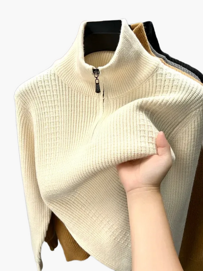 Women's half-zip knit sweater – fashionable autumn winter casual sweater