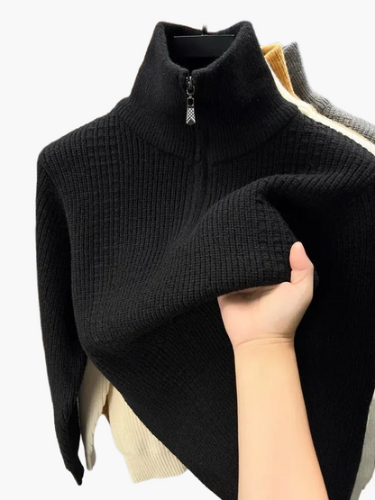 Women's half-zip knit sweater – fashionable autumn winter casual sweater