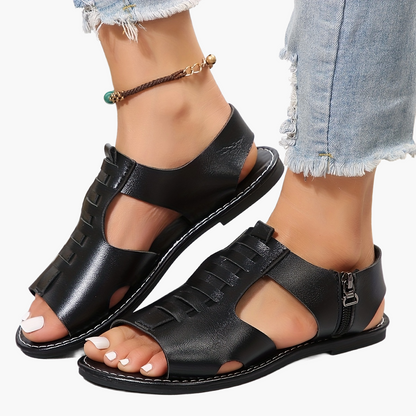 Damen Sommer-Sandalen mit Reißverschluss und offener Spitze – Stilvolle Freizeitschuhe für Alltag & Urlaub