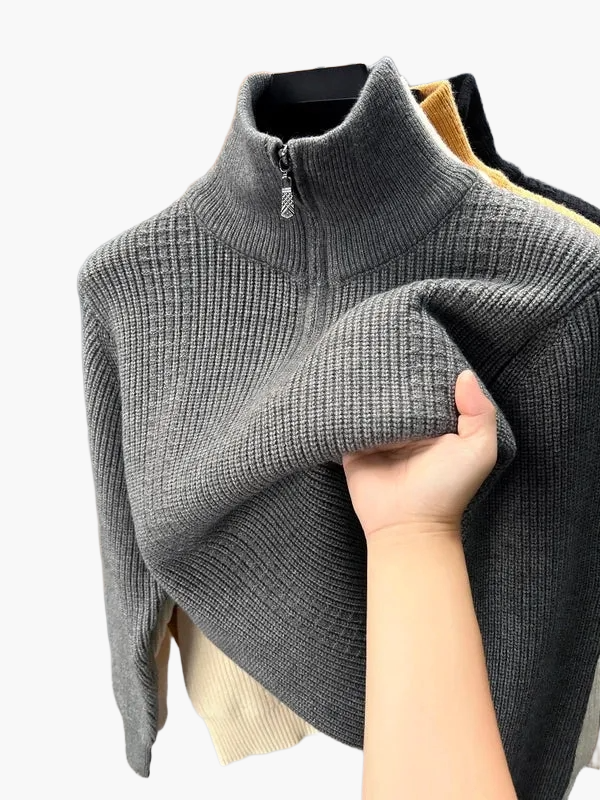 Women's half-zip knit sweater – fashionable autumn winter casual sweater