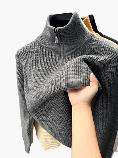 Women's half-zip knit sweater – fashionable autumn winter casual sweater