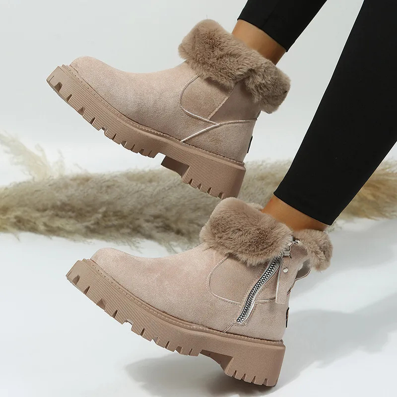 Women's winter ankle boots with warm lining and tread sole – fashionable and comfortable boots for everyday and leisure use