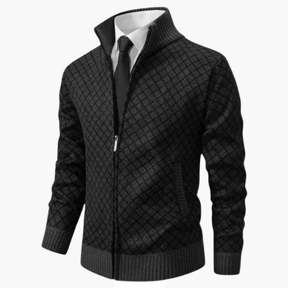 Men's cardigan with zipper – Elegant business & casual jacket in modern pattern style