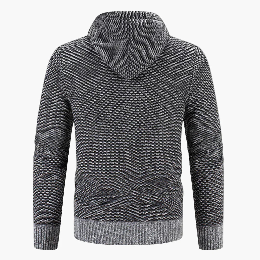 Men's knitted hooded jacket for autumn & winter – warm casual hoodie with zipper