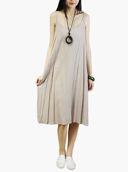 Women's Summer Strap Dress Loose Elegant Casual Midi Dress