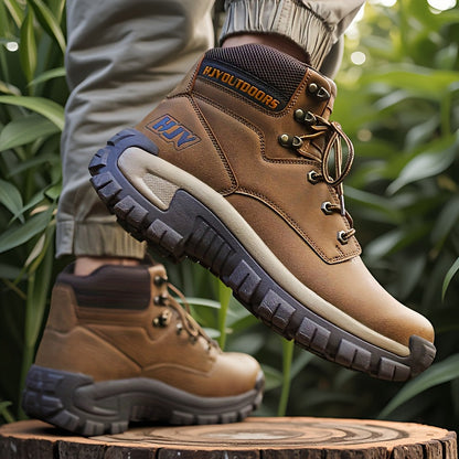 Herren Outdoor Stiefel Schwarz mit Schnürung Robuste Sohle Knöchelhoch