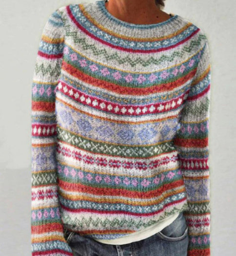 Victoria – Multicolor Round Neck Sweater for Women