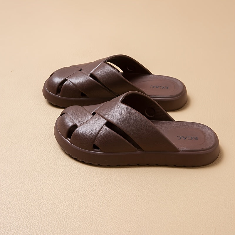 Women's Chunky Platform Slides – Fashionable Braided Casual Sandals for Home and Everyday Wear