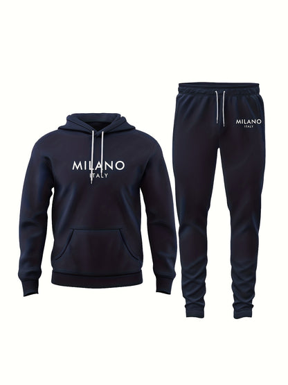 Men's Milano Italy Tracksuit Set – Hoodie & Jogging Pants for Leisure and Sports