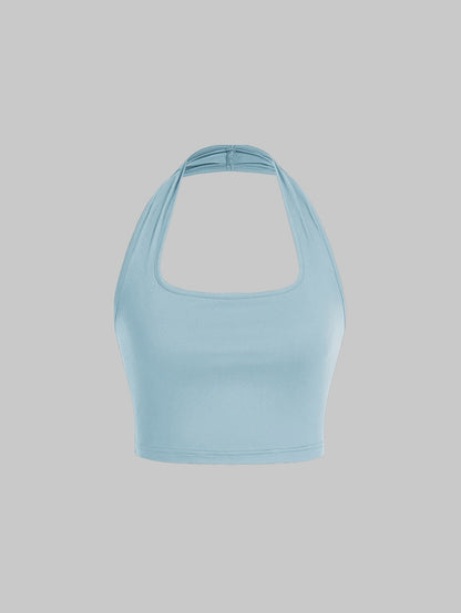 Women's Halterneck Crop Top – Backless, Summer, Casual Style