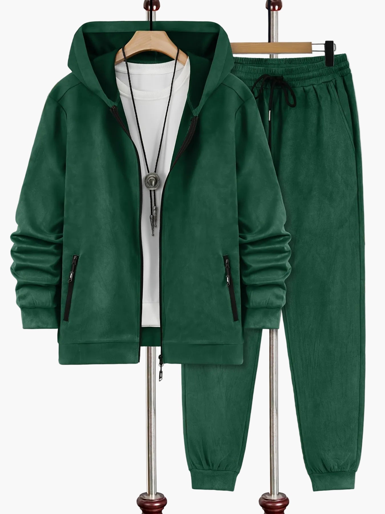 Men's Sweat Suit Set with Hooded Jacket and Zipper – Sporty & Casual for Leisure and Everyday Use