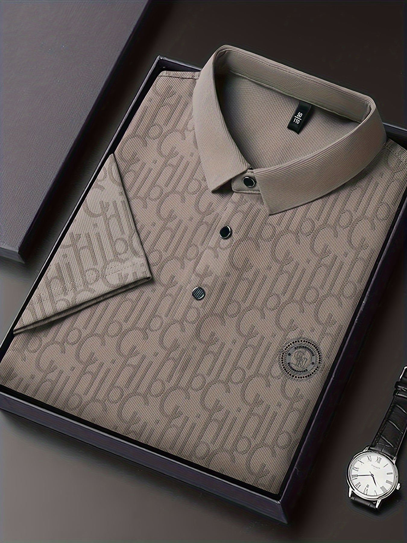 Men's Casual Shirt with Pattern and Classic Notch Collar – Stylish Summer Shirt for Everyday and Leisure Wear