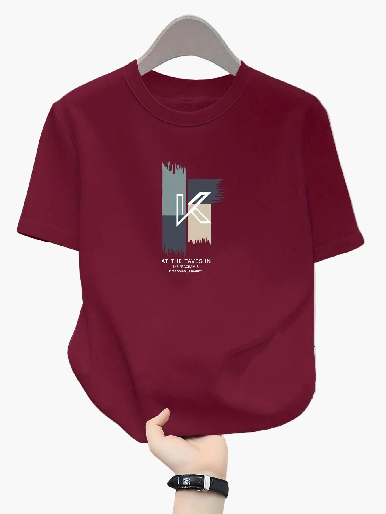 Men's T-shirt with modern K-print, casual, streetwear style, ideal for everyday and leisure use