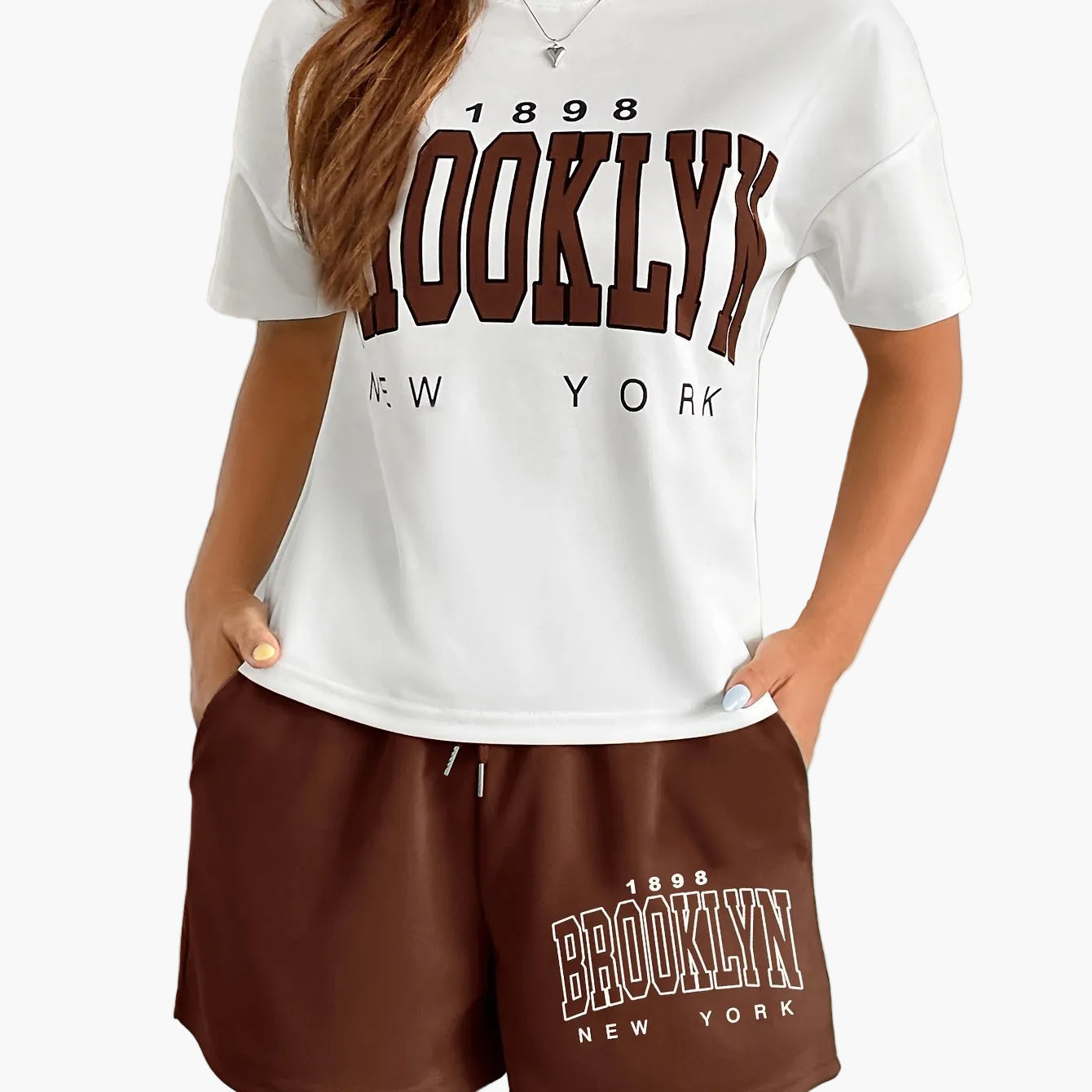 Damen Brooklyn New York Casual Lounge Set – Sportlicher Zweiteiler für Freizeit & Alltag