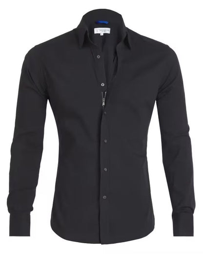 Glenn – Long-sleeve zipper shirt with button design and fashionable collar for men