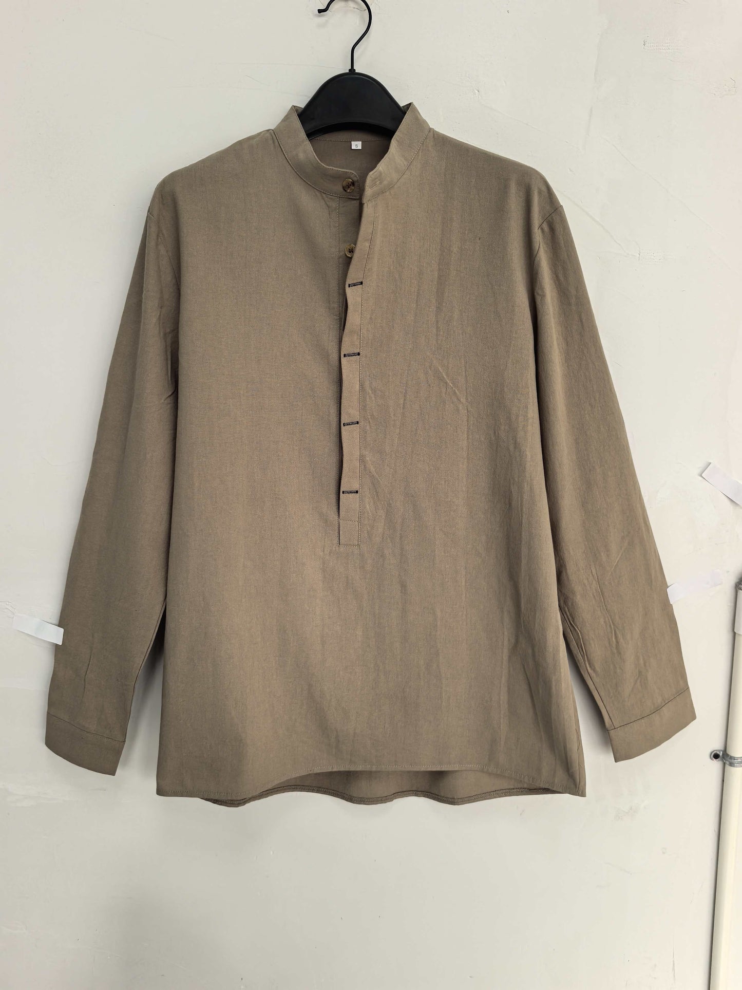 Men's Long Sleeve Henley Shirt with Stand Collar – Modern Casual Style for Everyday and Vacation