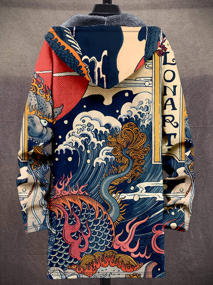 Hoodie Jacke mit Reißverschluss und Muster, Langarm, gefüttert