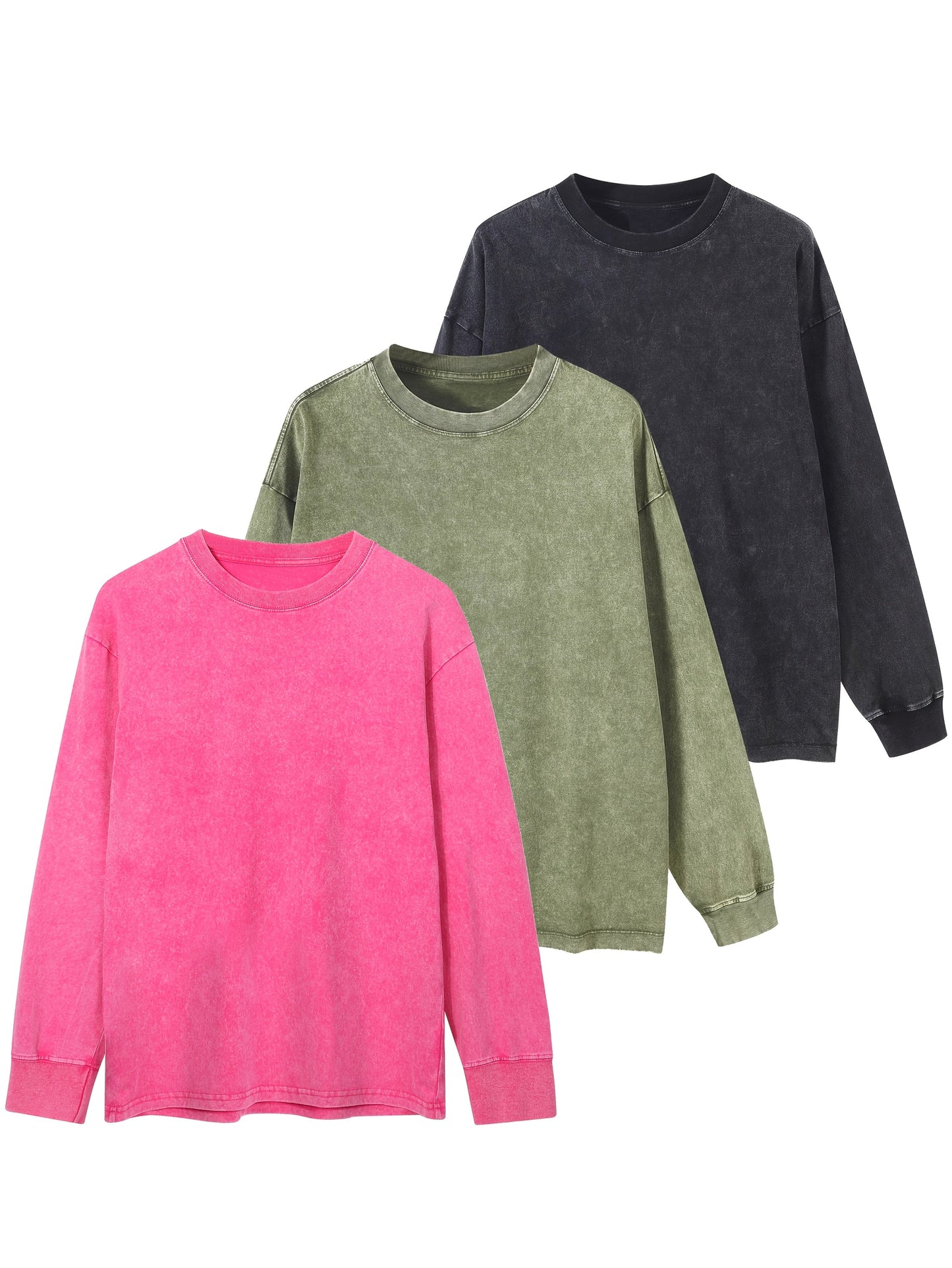 Unisex long-sleeve shirt in a washed look, crew-neck vintage sweatshirt