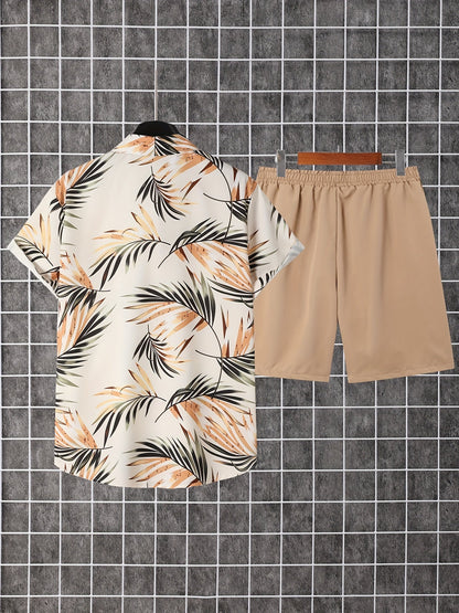 Herren Sommer Set – Kurzarm Hawaiihemd und Shorts, Freizeit Outfit für Urlaub & Alltag