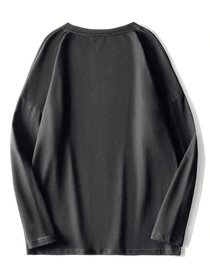 Herren Langarmshirt Rundhals 3er-Pack in Schwarz, Grau und Weiß