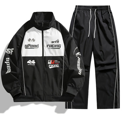 Unisex Trainingsanzug Racing-Design mit Reißverschlussjacke und Hose