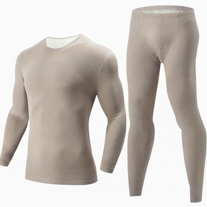 Men's thermal underwear set, long-sleeve shirt & leggings, warm two-piece outfit
