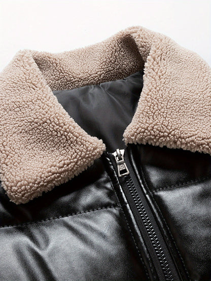 Men's quilted jacket in casual style with teddy collar – perfect for everyday and leisure use