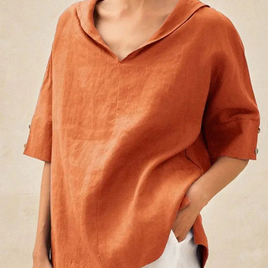 Women's Casual V-Neck Half-Sleeve Blouse – Casual Everyday Fashion with Modern Cut