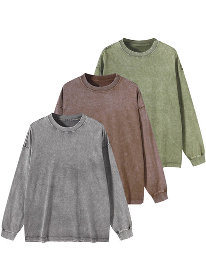 Unisex long-sleeve shirt in a washed look, crew-neck vintage sweatshirt